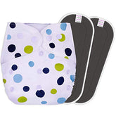 Reusable Baby Cloth Diaper with Adjustable Snap Buttons and Insert (1 Diaper & 2 Pcs Insert)