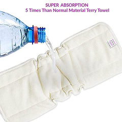 Bembika 5 Layer Bamboo Terry Inserts with Gussets Liners Natures Cloth Diaper Liner, Wetfree Reusable Washable Cotton Diaper Nappy Inserts for Baby Cloth Diapers (Set of 3)
