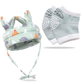 Baby Head Protector helmet and Baby Knee Pads for Crawling (Green)