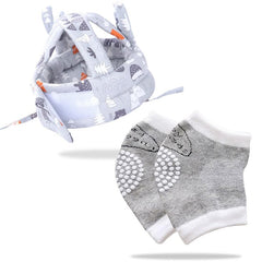 Baby Head Protector helmet and Baby Knee Pads for Crawling (Grey)