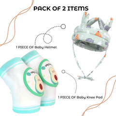 Baby Head Protector helmet and Baby Knee Pads for Crawling (Sea Green)