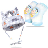 Baby Head Protector helmet and Baby Knee Pads for Crawling (Sky Blue)