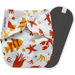 Reusable Baby Cloth Diaper with Adjustable Snap Buttons and Insert (Set of 1)