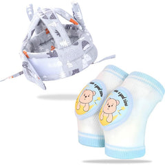 Baby Head Protector helmet and Baby Knee Pads for Crawling (Sky Blue)