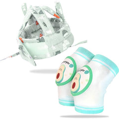 Baby Head Protector helmet and Baby Knee Pads for Crawling (Sea Green)