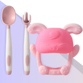 BPA Free Baby Feeding Essentials Baby Self Feeding Spoons Baby Teether (Skyblue)