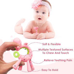 BPA Free Silicone Teething Toy for Baby (Pink)