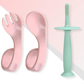 BPA Free Baby Feeding Essentials Baby Self Feeding Spoons Baby Teether (Skyblue)