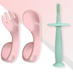 BPA Free Baby Feeding Essentials Baby Self Feeding Spoons Baby Teether (Skyblue)