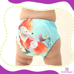 Reusable Baby Cloth Diaper with Adjustable Snap Buttons and Insert (Set of 1)