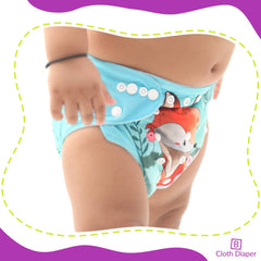 Reusable Baby Cloth Diaper with Adjustable Snap Buttons and Insert (Set of 1)