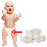 Bembika Cloth Daiper for Cotton Inserts Natures Cloth Diaper Liner,Reusable Washable Unbleached Cotton Diaper Nappy Inserts for Baby Cloth Diapers (Set of 6) (Prefold Cotton Insert- 2x4x2 Layer)