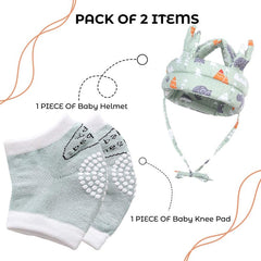 Baby Head Protector helmet and Baby Knee Pads for Crawling (Green)