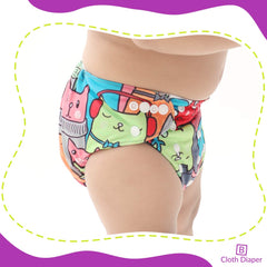 Washable & Reusable Baby Cloth Diaper With Adjustable Size Button (Set of 3)