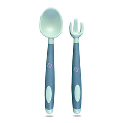 Baby Feeding Adjustable Bibs With BPA Free Baby Feeding Spoon (Blue)