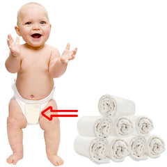 Bembika Cloth Daiper for Cotton Inserts Natures Cloth Diaper Liner,Reusable Washable Unbleached Cotton Diaper Nappy Inserts for Baby Cloth Diapers (Set of 8) (Prefold Cotton Insert- 2x4x2 Layer)