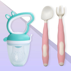 BPA Free Baby Feeding Spoon & Fruit Nibbler Set (Twis tBlush)