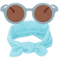 Fashionable Sunglasses and Headband for Kids & Baby Girls (Sky)