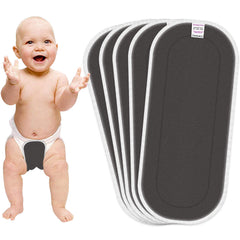 Bembika 5 Layer Bamboo Charcoal Inserts Liners Natures Cloth Diaper Liner, Wetfree Reusable Washable Cotton Diaper Nappy Inserts for Baby Cloth Diapers (Set of 5)