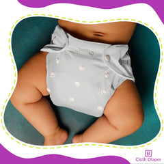 Reusable Baby Cloth Diaper with Adjustable Snap Buttons and Inserts (Set of 2)