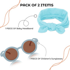 Fashionable Sunglasses and Headband for Kids & Baby Girls (Sky)