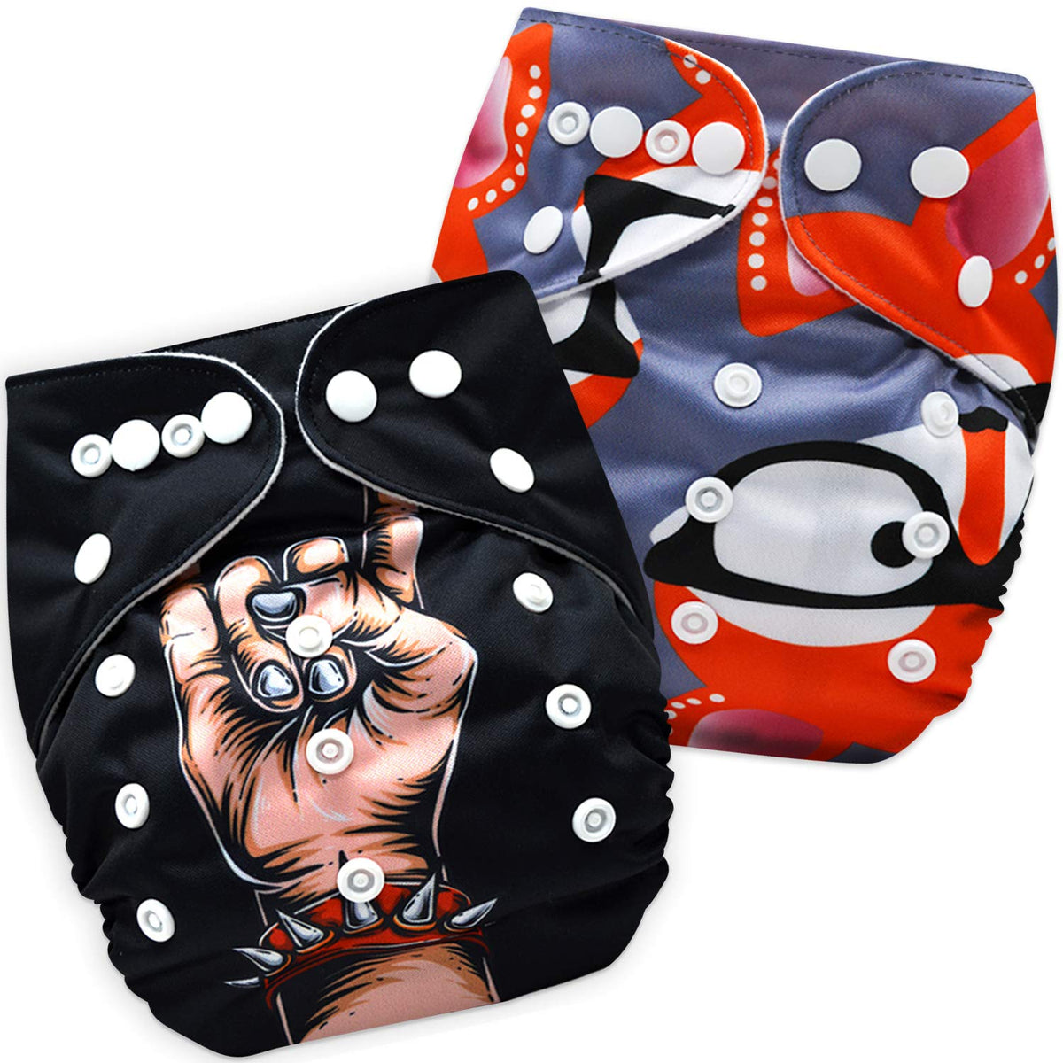 Washable & Reusable Baby Cloth Diaper With Adjustable Size Button (Set of 2)