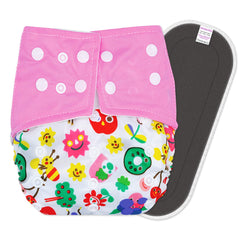 Reusable Baby Cloth Diaper with Adjustable Snap Buttons and Insert (Set of 1)
