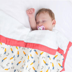 Baby Swaddle Blanket and Burp Cloth for Infants (Orange)