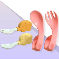 Baby Spoon and fork Set for Baby Feeding (CurvedCoral)