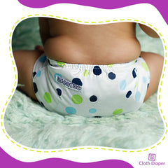 Reusable Baby Cloth Diaper with Adjustable Snap Buttons and Insert (1 Diaper & 2 Pcs Insert)