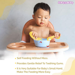 Baby Spoon and fork Set for Baby Feeding (Curved Green)