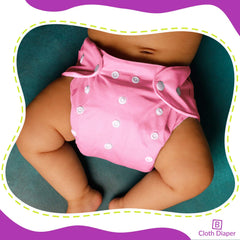 Reusable Baby Cloth Diaper with Adjustable Snap Buttons and Inserts (Set of 2)