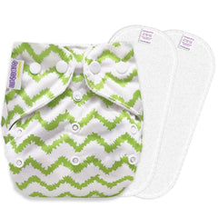 Reusable Baby Cloth Diaper with Adjustable Snap Buttons and Insert (1 Diaper & 2 Pcs Insert)