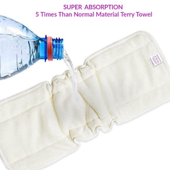 Bembika 5 Layer Bamboo Terry Inserts with Gussets Liners Natures Cloth Diaper Liner, Wetfree Reusable Washable Cotton Diaper Nappy Inserts for Baby Cloth Diapers (Set of 3)