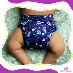 Washable & Reusable Baby Cloth Diaper With Adjustable Size Button (Set of 4)