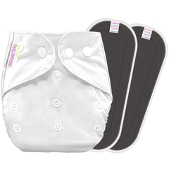 Reusable Baby Cloth Diaper with Adjustable Snap Buttons and Insert (1 Diaper & 2 Pcs Insert)