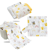 Baby Swaddle Blanket and Burp Cloth for Infants (Yellow)