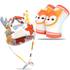 Baby Head Protector helmet and Baby Knee Pads for Crawling (Orange)