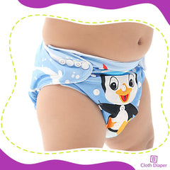 Reusable Baby Cloth Diaper with Adjustable Snap Buttons and Insert (Set of 1)