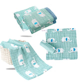 Baby Swaddle Blanket and Burp Cloth for Infants (Green)