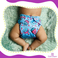 Washable & Reusable Baby Cloth Diaper With Adjustable Size Button (Set of 2)