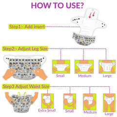 Washable & Reusable Baby Cloth Diaper With Adjustable Size Button (Set of 2)