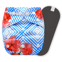 Reusable Baby Cloth Diaper with Adjustable Snap Buttons and Insert (Set of 1)