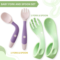 Baby Spoon and fork Set for Baby Feeding (Skyblue)