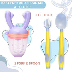 BPA Free Baby Feeding Spoon & Fruit Nibbler Set (Skyblue)