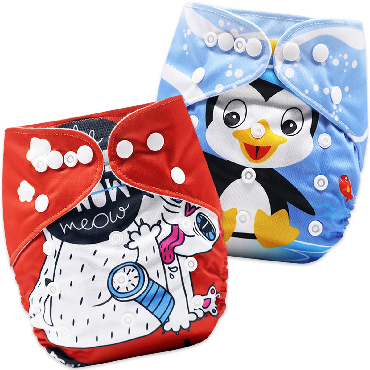 Washable & Reusable Baby Cloth Diaper With Adjustable Size Button (Set of 2)