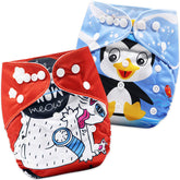 Washable & Reusable Baby Cloth Diaper With Adjustable Size Button (Set of 2)
