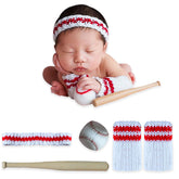 Lovely Baseball Player Crochet Props for Photography Photoshoot Props (Red&White)