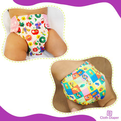 Washable & Reusable Baby Cloth Diaper With Adjustable Size Button (Set of 2)