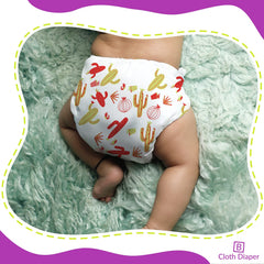 Reusable Baby Cloth Diaper with Adjustable Snap Buttons and Insert (1 Diaper & 2 Pcs Insert)